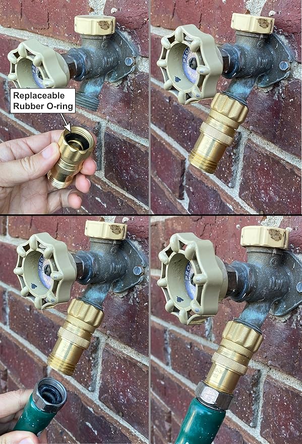 Heavy Duty 25 psi Water Pressure Regulator 3/4 inch Hose Thread Drip Irrigation System Pressure Reducer, Lead-Free Brass (With Regular O-Ring, 2, Count)