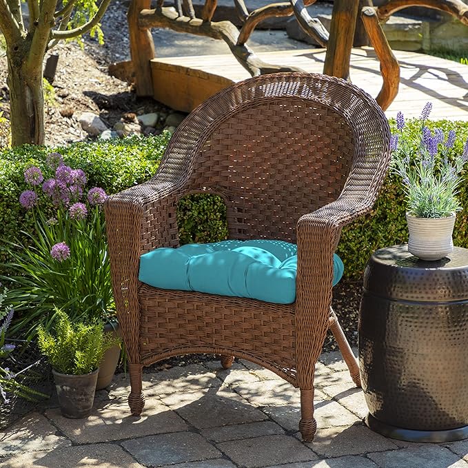 Arden Indoor/Outdoor Rocking Chair Or Wicker Chair Cushion, 20 x 18, Water Repellent, Rain Proof, Fade Resistant Cushion for Rocking Or Rounded Back Chair Pool Blue Leala