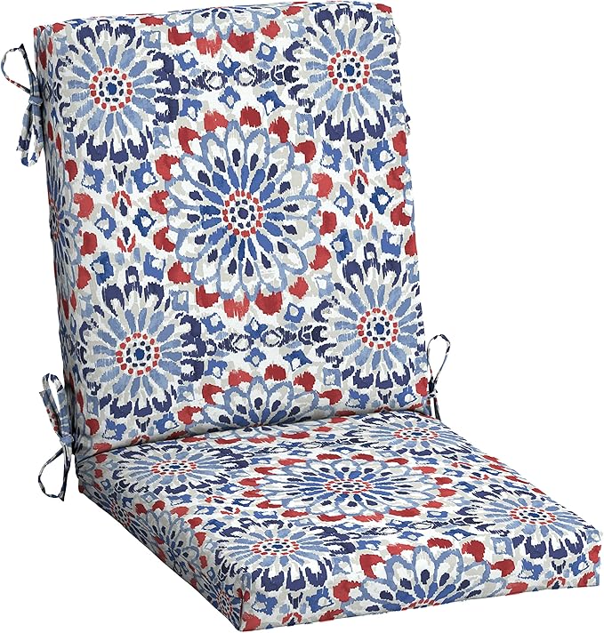 Arden Outdoor Patio Dining Chair Cushion, 20x44, Rain-Proof Seat Pad, Fade-Resistant Outdoor Cushion Clark Blue