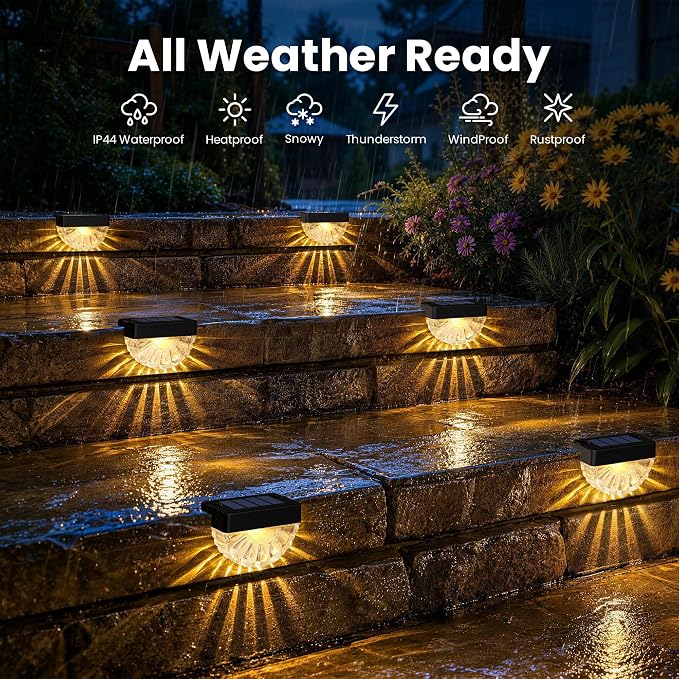 SOLPEX Solar Deck Lights Outdoor (16 Pack), Solar Step Lights Outdoor Waterproof Led Dusk to Dawn Stair Light for Outside Patio, Garden, Pool, Railing, Fence, Yard, Balcony and Porch