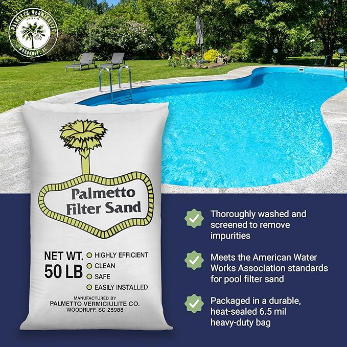 3 Pack Pool Filter Sand, Clean and Clear Water, Natural Sand for Residential and Commercial Pool Sand Filter Pumps, 50 Pound