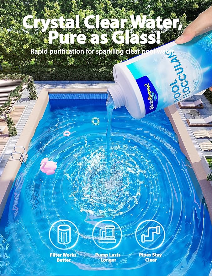 SUMMERBUDDY Swimming Pool Flocculant, Clears Cloudy Water Fast，Works with Any Pool Type，32oz