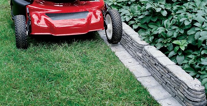 2032-1-1 Bedrocks Trim-Free Lawn Edging – Gray, – tural Stacked Design Bedrock Garden Edging, 10', Slate 9 (10 peices)