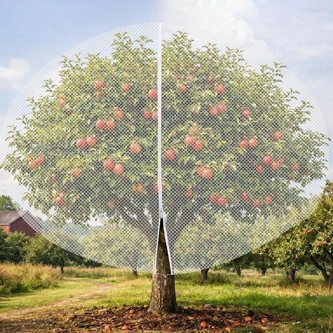 1Pcs 20ft x 20ft Extra Large Fruit Tree Netting Cover with Zipper and Drawstring Garden Plant Protector Bird Barrier for Blueberry Bushes Ultra Fine Mesh Garden Netting for Birds Squirrels Cicadas