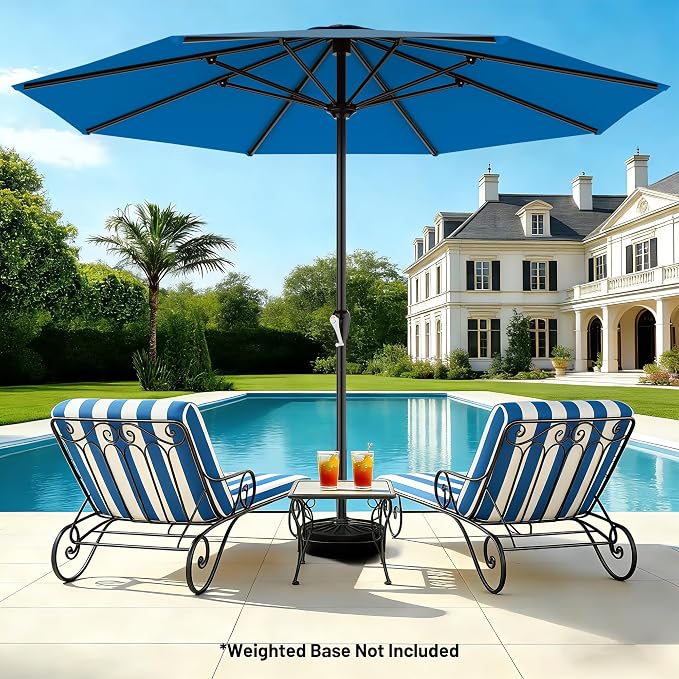 AreShark 12 FT Patio Umbrella for Outdoor, Outdoor Table Umbrella with Push Button Tilt and Crank, Outdoor Patio Umbrellas with 8 Sturdy Ribs, Patio Umbrellas for Market, Garden, Pool (Royal Blue)