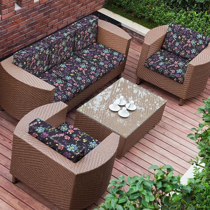 pickyNproud 8Pcs Patio Cushion Covers Stretch Outdoor Couch Cushions Slipcovers Replacement Washable Furniture Protector with Elastic Bottom Sofa Chair Seat Cover, Deep Purple