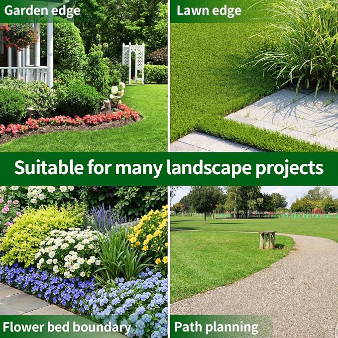 4 in x 33 Ft Garden Landscape Edging, No Dig Garden Edging Border Kit with 61 Pcs Spikes for Flower Bed Lawn Yard Grass Brown