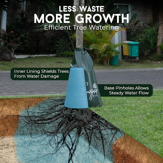 Tree Watering Bag Slow Release 4 Pack 20 Gallon- Heavy Duty Slow Release Watering Bags for Trees, Refillable Tree Bags for Watering, Deep Root Targeting