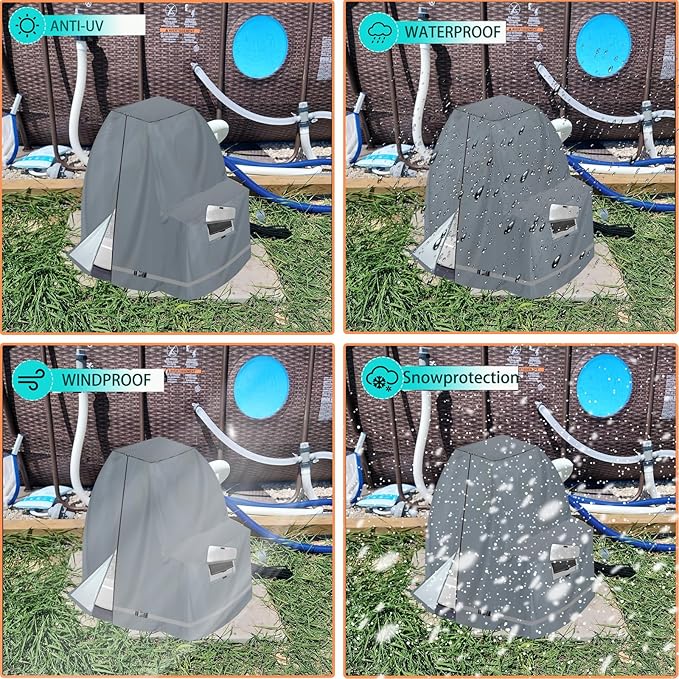 XCZ Sand Filter Pump Cover – Fits Most 12-16 Inch Sand Filters, Heavy-Duty Oxford Fabric, Waterproof & UV-Resistant, All-Season Protection, Cover Only, Gray