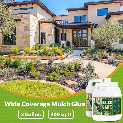Teexpert Mulch Glue for Landscaping, 2 Gallon Rock Glue for Landscaping Gravel Binder Adhesive to Lock Down Pea Gravel, Stone, Rubber Mulch, Wood Chips, Pine Straw in Place for Outdoor Landscape