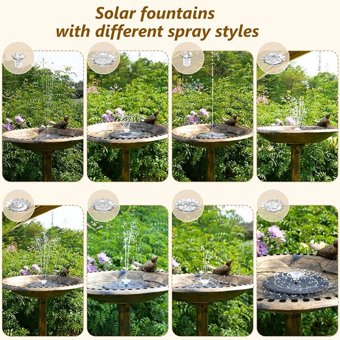 AISITIN 28 Inch Bird Bath with 3.5W Solar Fountain for Outside, Antique Copper Polyresin Pedestal Bird Baths for Outdoor Garden Courtyard Decor, Weather-Resistant Birdbaths with 20" Bowl & 8 Nozzles