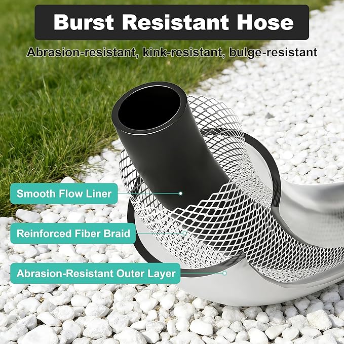 Retractable Garden Hose Reel - 5/8 in x 100 ft Automatic Wall Mount Heavy Duty Automatic Water Hose Reel with 9 Patterns Nozzle, Kink-Resistant Hose, 180° Swivel, Auto-Lock for Outdoor Watering