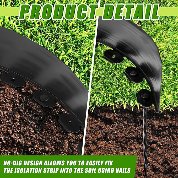 4.5'' x 100' Landscape Edging Kit Plastic Garden Edging Border Coil Include 90 Anchoring Spikes for Lawn Garden Grass Yard Home School, Black