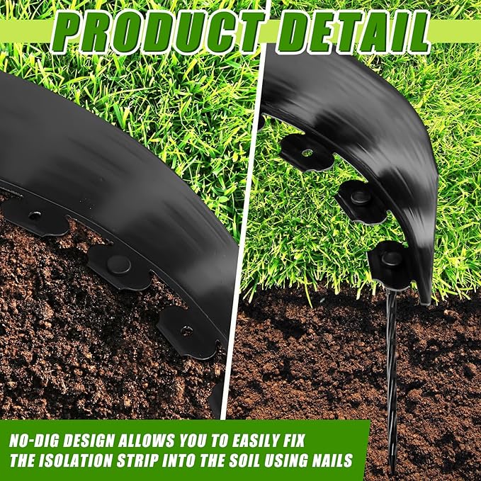 6'' x 100' Landscape Edging Kit Plastic Garden Edging Border Coil No Dig Include 90 Anchoring Spikes for Lawn Garden Grass Yard Home School, Black