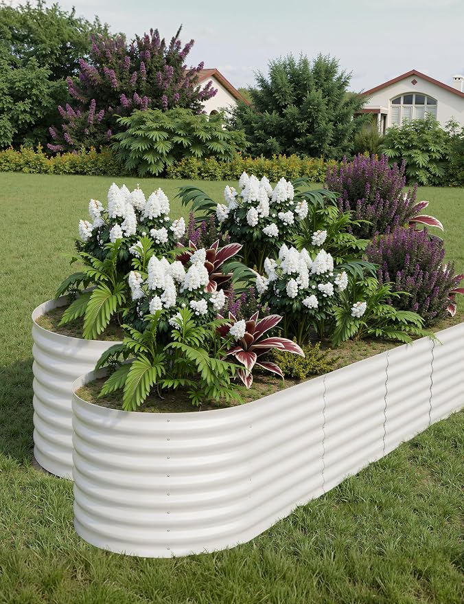 GarveeLife 8x2x2 ft 2-Pack Raised Garden Bed - Galvanized Steel Outdoor Planter Box for Vegetables, Flowers & Herbs - Durable Rust-Resistant Garden Box, Easy Assembly Raised Beds for Gardening,Beige