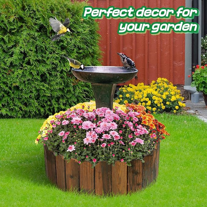 Wooden Garden Edging - 3.9ft x 8in Weather-Resistant Pine Landscape Border Fence for Outdoor Patio Lawns Yard Flower Beds Decoration