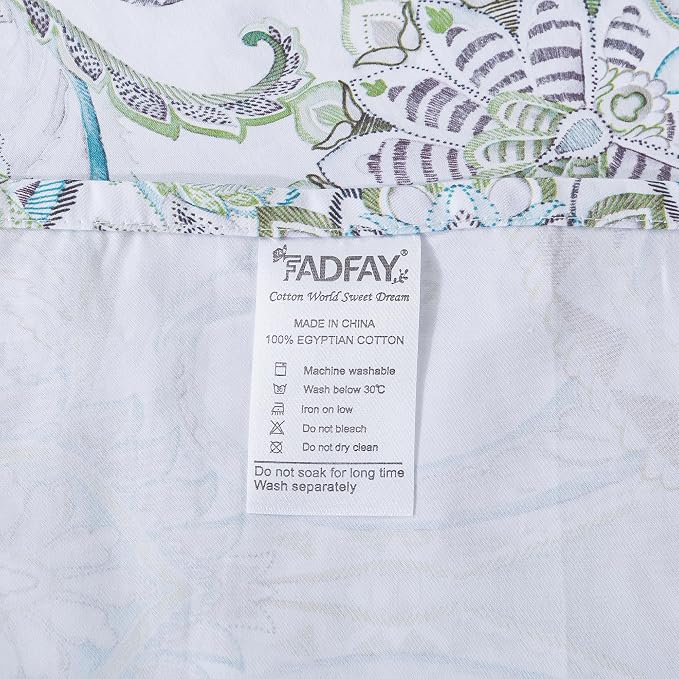 FADFAY Blue Paisley Sheets Set Queen Classic Boho Paisley Bedding Luxurious Bohemian Damask Paisley Bed Sheet Breathable 100% Egyptian Cotton 800 Thread Count Deep Pocket Fitted Sheet 4Pc, Queen Size