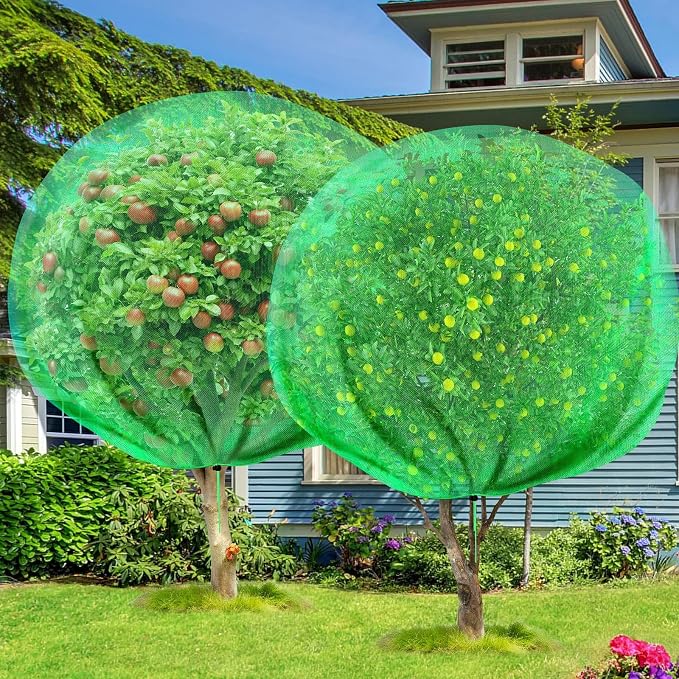 Fanfanwin 2 Packs 15 x 15 ft Large Fruit Tree Netting Bags with Zipper and Drawstring Squirrels Cicada Netting for Trees Insect Bird Plant Cover for Fruit Trees Net Protection