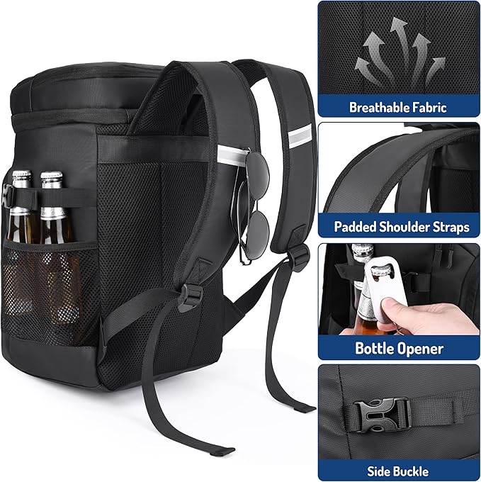 DEYACE Cooler Backpack, 33 Cans Tactical Inspired Backpack Cooler Insulated Leak Proof for Men & Women Portable 2 Leak Proof Compartments Coolers Bag for Beach Travel Picnic Lunch Hiking BBQ Camping