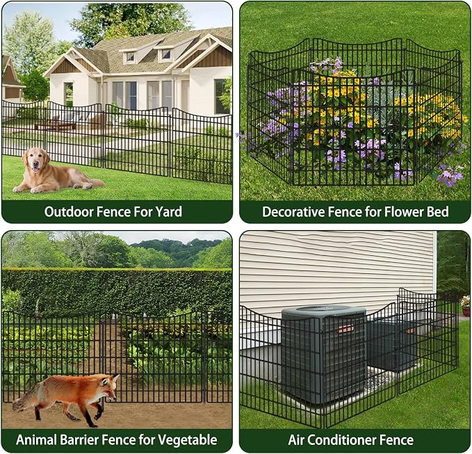ULIOK 15 Panels Dog Fence Outdoor for Yard, 32 in(H) X 37.9 ft(W) Garden Fence Animal Barrier, No Dig Garden Fencing Outdoor, Dogs Rabbits Blocker Metal Wire Decorative Fences for Yard, Patio