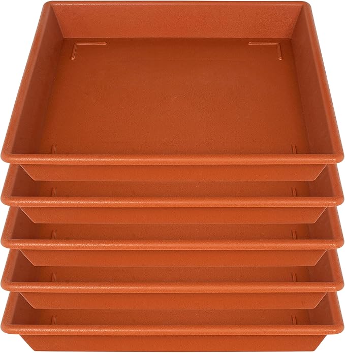 NIMYAU Square Plant Saucer 8 Inch 5 Pack, Plant Stand Plant Trays for Pots Heavy Duty Plastic Plant Saucers for Indoors Outdoors, Flower Pot No Holes Terracotta Plant Lover Gardening Gifts
