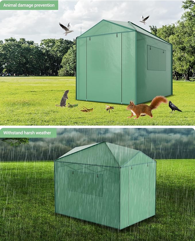 Hipicute Pop Up Greenhouse 8x6 FT,Portable Walk-in Indoor Outdoor Greenhouse for Garden Patio Backyard,Zippered Doors and Window,PE Cover,96x72 inch