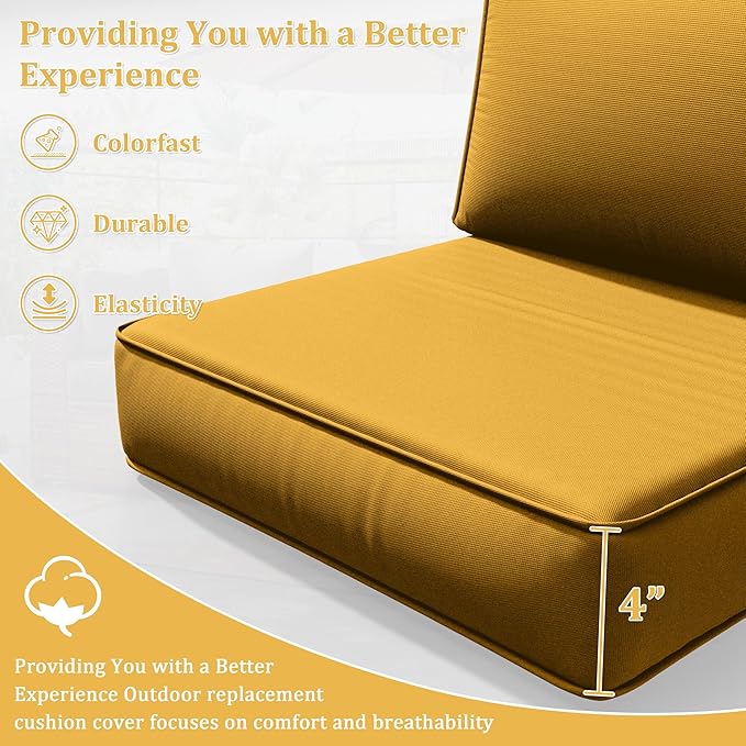 8p Outdoor Cushion Slipcovers Outdoor Patio Cushions Covers Replacement Waterproof with Zipper for 3-Seat Rattan Sofa Patio Furniture Cushion Covers, Covers Only