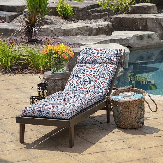 Arden Outdoor Chaise Cushion, 22 x 77, Rain-Proof, Fade Resistant Clark Blue