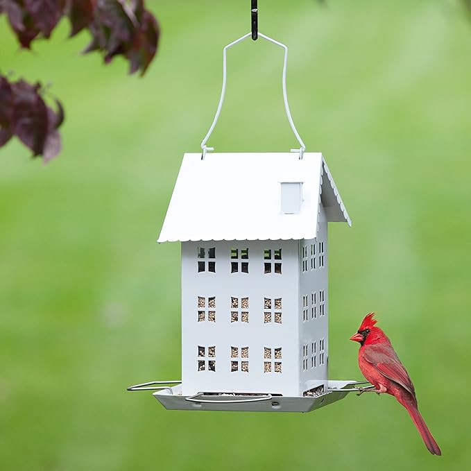 Perky-Pet Farmhouse Wild Bird Feeder - 2.8 lb Wild Bird Seed Capacity, WFH001 - Feed Multiple Birds - Backyard Decor - Durable Metal Construction