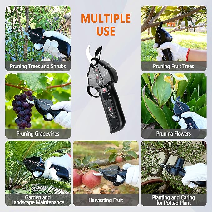 Electric Pruning Shears, 600g Ultra-Lightweight Cordless Pruner, 1" Cutting Capacity, SK5 Steel Blade, 5000mAh Battery, USB-C Charging, Brushless Motor, for Vineyards, Fruit Trees, Gardens