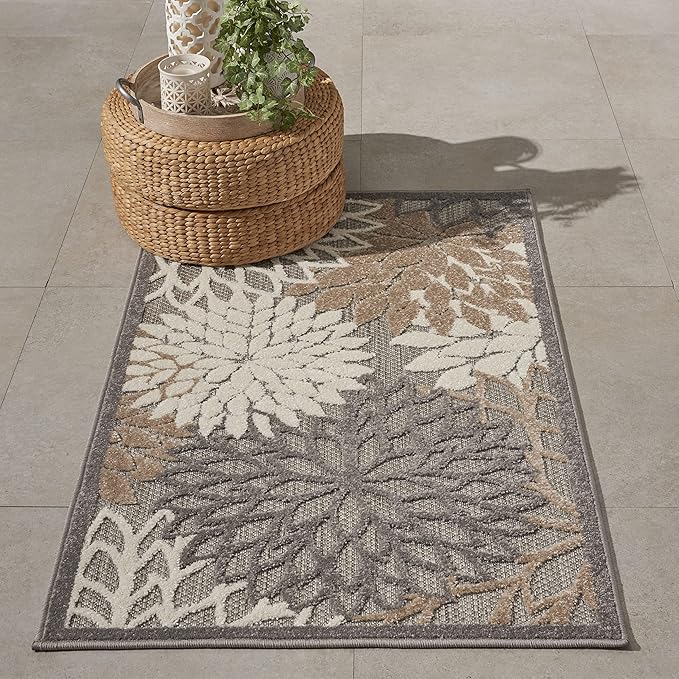 Nourison Home Aloha Natural 2'8" x 4' Area Rug - Easy Clean, Non Shedding, Bed Room, Living Room, Dining Room, Kitchen (3' x 4')