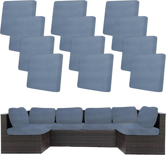 12Pcs Stretch Patio Cushion Covers,Outdoor Couch Covers Replacement,Outdoor Couch & Sofa Slipcovers,for Patio Furniture Cushion Covers,Washable Reusable Furniture Protector (West Lake Blue,Cover Only)