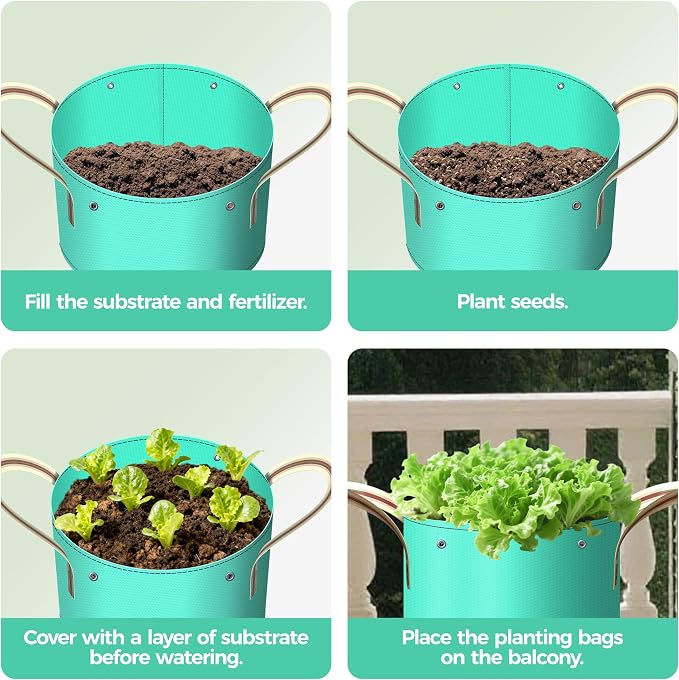 7 Pcs 25 Gallon Potato Grow Bag, PE Garden pots Plant Grow Bag with Branch-Binding Holes and Drain holefor for Vegetables, Strawberries, Flowers
