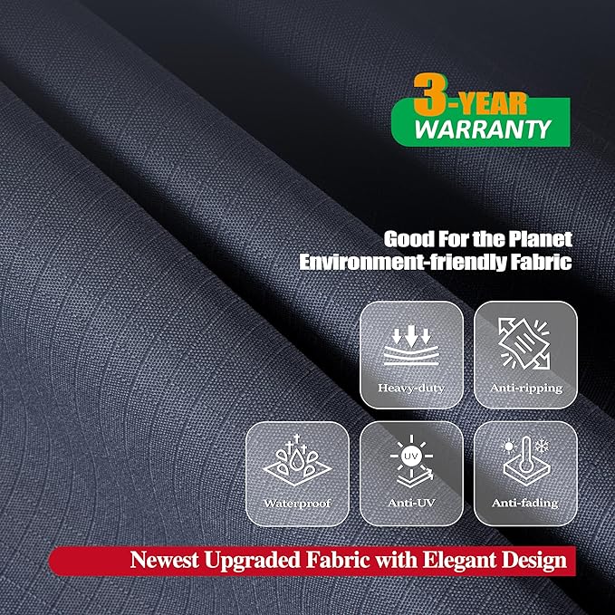 F&J Outdoors Heavy Duty Waterproof UV Resistant I Shape 3Seater Patio Sofa Cover, Grey, 82" W x 39" D x 36" H