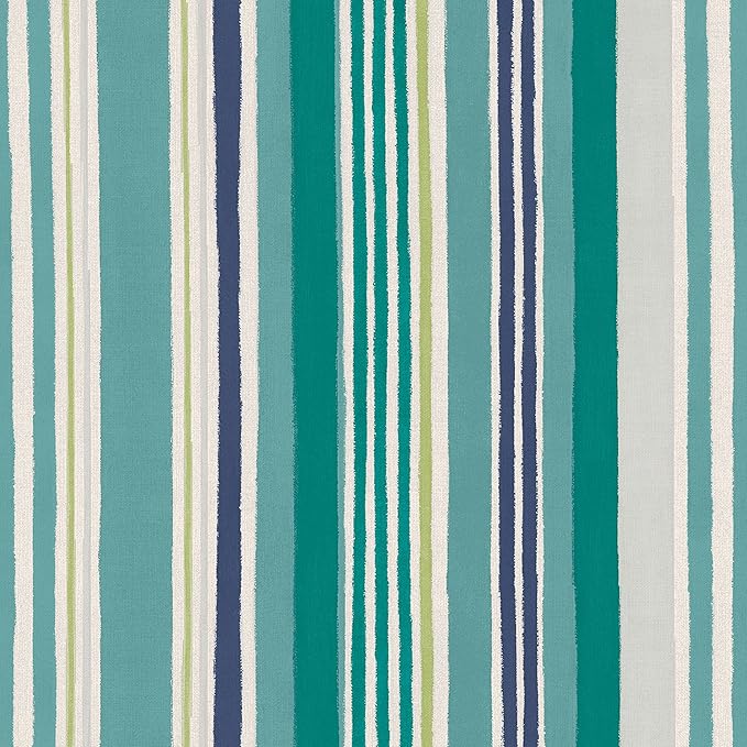 Arden Outdoor Patio Dining Chair Cushion, 20x44, Rain-Proof Seat Pad, Fade-Resistant Outdoor Cushion Teal Cobalt Stripe