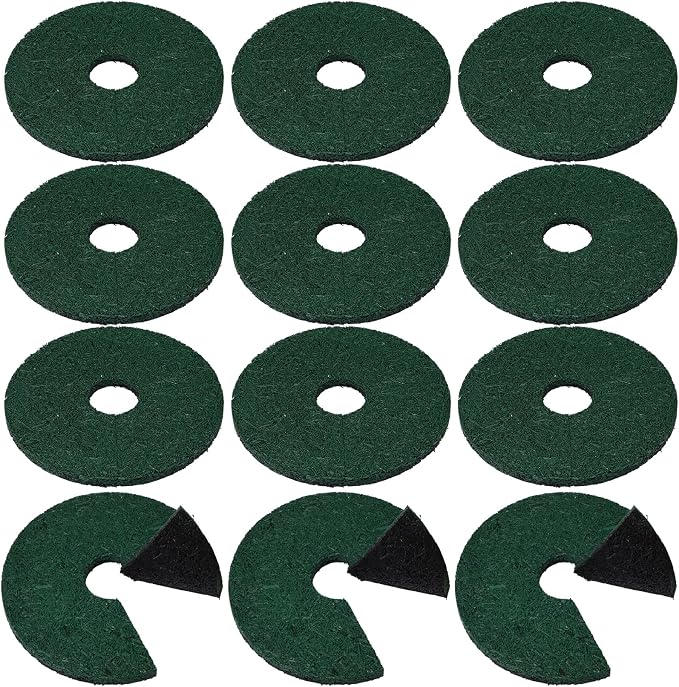 Peryiter 12 Pcs Double Side Rubber Mulch Tree Ring, Heavy Duty Rubber Mulch Mat, Tree Root Protector Mat Reversible Round Root Ring Weed Barrier for Prevent Animal Dig (Green)