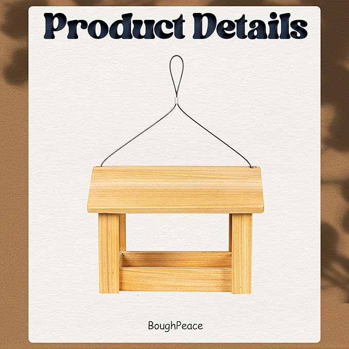 Bird Feeders for Outdoors Wood Hanging Bird Feeder for Cardinals, Finches, Chickadees