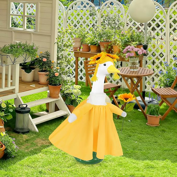 3 Pcs Porch Goose Outfits, for 23-28 Inch Porch Goose,Patriotic Costume for Plastic/Cement Statue for Outdoor Courtyard Garden Terrace Art Decoration (Sunflower, 23-28IN)
