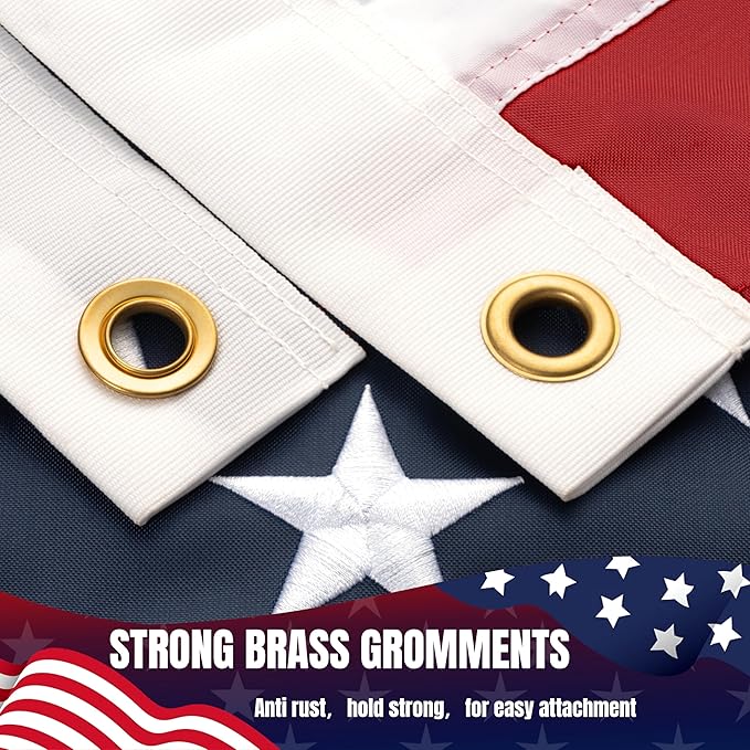 American Flag 4x6 Ft for Outside, Heavy Duty Nylon US Flag, TearProof and WaterProof Super Tough Series, High Wind All Weather USA Flag with Embroidered Stars, Sewn Stripes, Brass Grommets