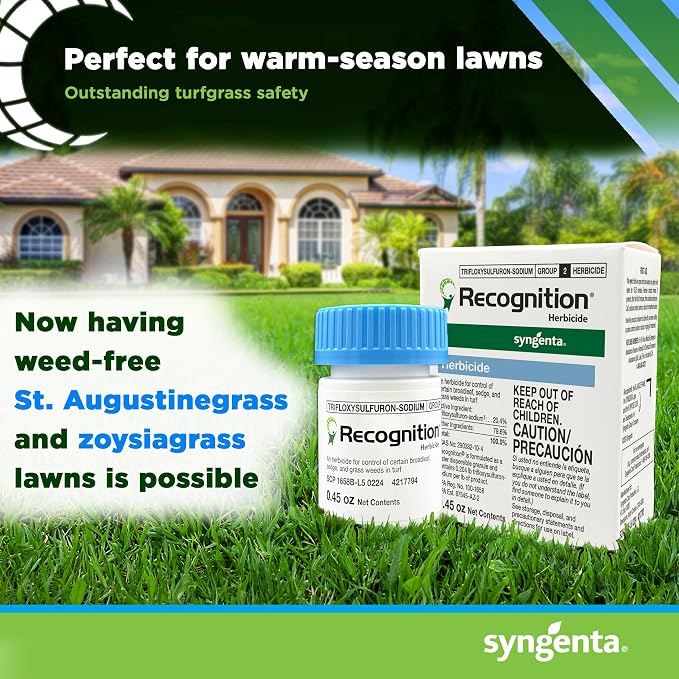Syngenta Recognition Herbicide. (0.45 oz) Water Dispersible Granule Weed Killer - Post Emergent Weed Control for lawns, Weed Stop for lawns