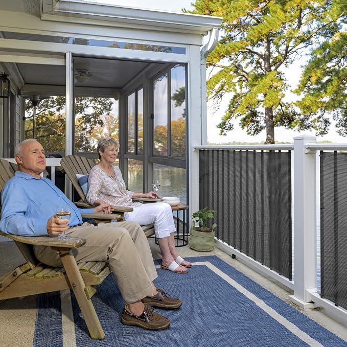 Coolaroo 70% UV Block Prvacy & Screening Fabric - Breathable Fence Cover for Patio, Balcony, Pool, and Play Area, Tear Resistant Windscreen, 6ftx15ft Roll, Black