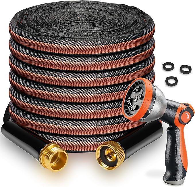 Garden Hose 50FT 600 PSI High Pressure, Flexible TPE Water Hose Kink-Free & Lightweight, with Abrasion-Resistant Cover for Car Washing, Watering Lawn, Outdoor Use