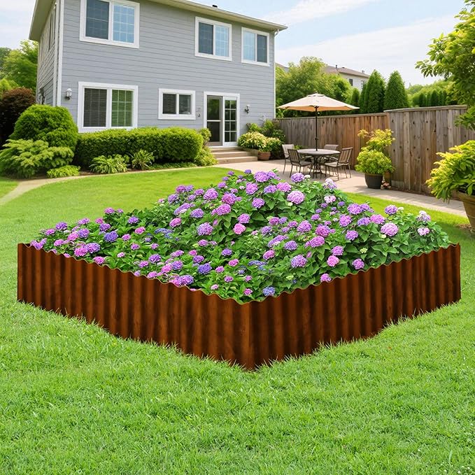 Vehipa Corrugated Landscape Edging, 6" x 60 Ft Metal Garden Edging for Lawn Landscaping, Sturdy Flower Bed Edging Border Garden Border for Landscaping, Garden Bed, Lawn (Rusty)