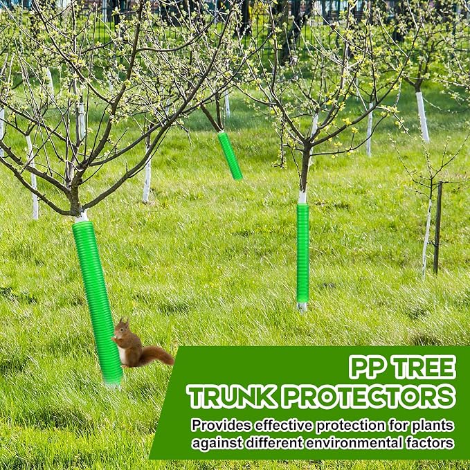 Menkxi 20 Pcs Corrugated Tree Guards Tubes Plastic Saplings Tree Trunk Protectors Wraps to Protect Bark from Deer, Sapling from Rodents, Mowers, Animals (15.7 x 2)