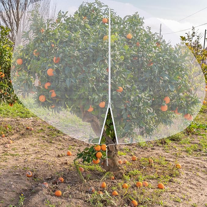 12 x 12 ft Large Fruit Tree Netting for Protecting Fruit from Squirrels Birds Bug Deer & Rat Garden Mesh Netting with Zipper and Drawstring Tree Covers for Blueberry Peach Apple Garden Bushes