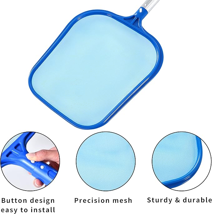 Tavaleu Pool Skimmer - Pool Skimmer Net with Reinforced Frame, Professional Pool Nets for Cleaning, Swimming Pool Leaf Skimmer Net, Ultra Fine Mesh Netting, Clean Remove The Finest Debris Fast