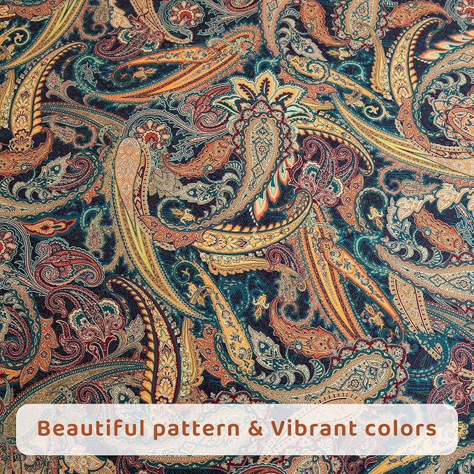 QSH Boho Sheets King Size - Bohemian Bedding Paisley Pattern Printed Bedsheets Sets King Size Bed Sheets 100% Egyptian Cotton 17.5" Extra Deep Pocket 4pcs