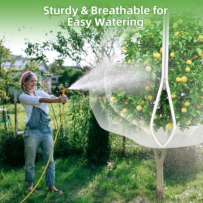 15'*15' Large Fruit Tree Netting for Squirrels and Birds with Drawstring, Insect Bird Netting Pest Barrier for Garden Protection (White, 2pc)