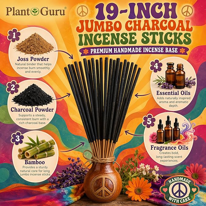 Cinnamon Exotic Incense Sticks Jumbo 19 Inch Long - Bulk 1 Bundle 27 to 30 Sticks - Natural 19" Extra Large with A Smooth Aroma that Burns for 3 to 4 Hours Each.