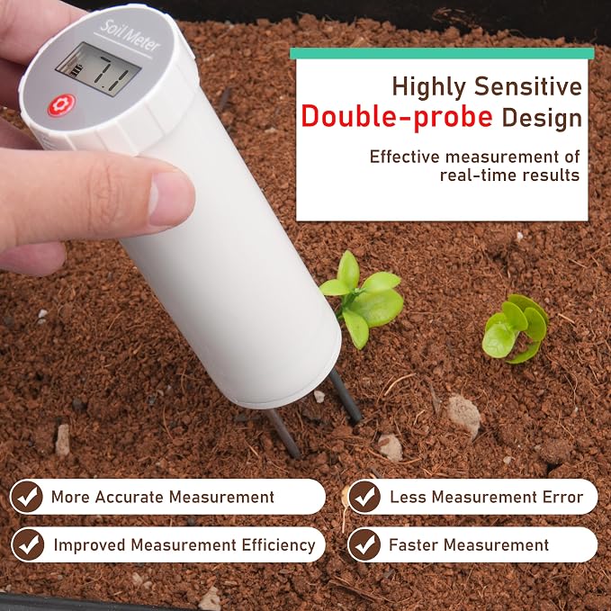 LUVCOSY Digital Soil pH Meter, Industrial Grade Soil pH Tester with Calibration-Free LCD Display, High Accuracy Soil pH Pen, Soil pH Monitor for Garden, Lawn, Plant (White)